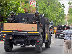 New Delhi, May 03 (ANI): National Security Guard (NSG) Commandos arrive at the P...