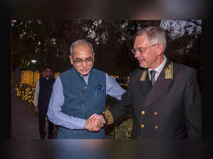 Foreign Secretary Vinay Mohan Kwatra and Russian Ambassador Denis Alipov