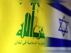 FILE PHOTO: Illustration shows Hezbollah and Israel flags