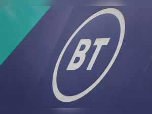 FILE PHOTO: View of BT Group logo displayed on a shopfront, in London