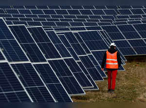 FILE PHOTO: Solar energy farm in Marcoussis near Paris