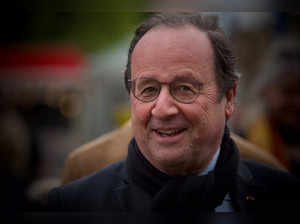 Former French President Francois Hollande looks on as he visits the 48th edition of the Printemps de Bourges music festival in Bourges, central France, on April 26, 2024.