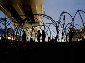 New Delhi: Barbed wire laid down at Tikri border in view of farmers' protest mar...