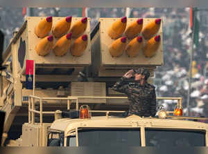 New Delhi: Indian Army's Pinaka missile system during the 75th Republic Day para...