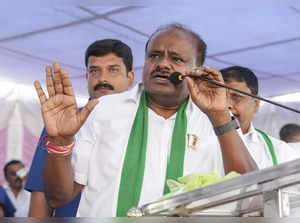Bengaluru: Union Minister for Steel and Heavy Industries H D Kumaraswamy address...