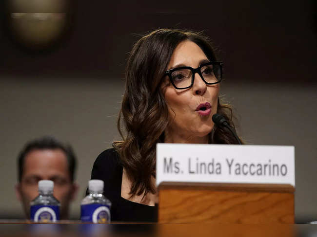 FILE PHOTO: X Corp's CEO Linda Yaccarino testifies to the Senate Judiciary Committee in Washington