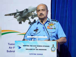 New Delhi: Air Chief Marshal VR Chaudhari addresses the third edition of the ‘Wa...