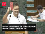 Rahul Gandhi holds copy of Constitution during oath in Lok Sabha, says 'Jai Hind, Jai Samvidhan'