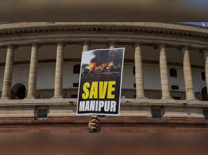 **EDS, YEARENDERS 2023: GENERAL NEWS (MANIPUR VIOLENCE)** New Delhi: A placard h...