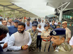 New Delhi:  Civil Aviation Minister K Rammohan Naidu visits the Delhi airport af...