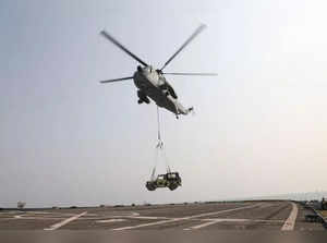 **EDS: IMAGE VIA NAVY PRO** Visakhapatnam: A UH-3H helicopter 'Saaras' of the In...