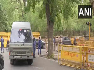 Delhi: Security heightened outside AAP headquarters ahead of their protest against CM Kejriwal's arrest