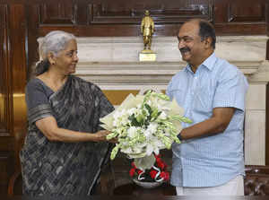New Delhi: Union Finance Minister Nirmala Sitharaman with Kerala Finance Ministe...