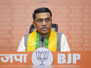 New Delhi: Goa Chief Minister Pramod Sawant addresses a press conference at the ...