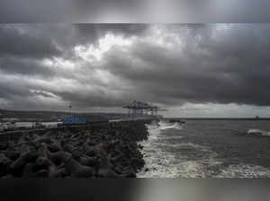 Thiruvananthapuram: Waves crash against the Vizhinjam Seaport, in Thiruvananthap...