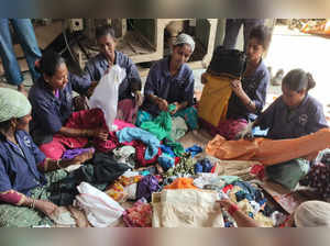 ReCircle Safai Saathis segregating textile waste at Material Recovery Facility, Dahisar, Mumbai