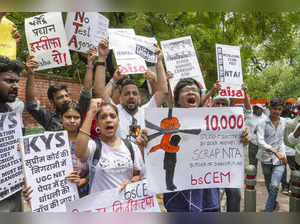 Members of different student organisations protest at Jantar Mantar