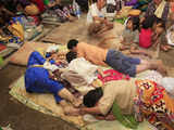 Residents rest in an evacuation centre in Philippines