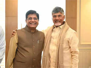 Andhra CM Chandrababu Naidu meets Union ministers Piyush Goyal, Ram Mohan Naidu Kinjarapu