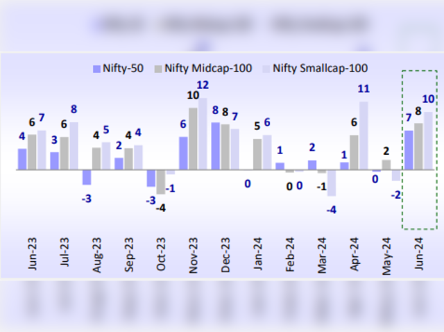 Month-on-month, midcaps and smallcaps outperformed in June 2024