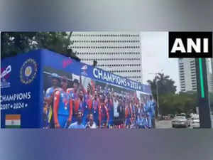 Open-top bus for Team India's victory parade reaches Mumbai's Marine Drive