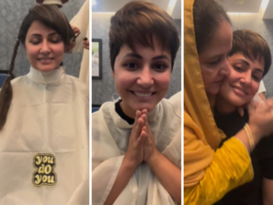Hina Khan cuts hair as symbol of strength amid cancer fight; mother gets teary: Video:Image