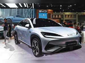 A BYD Sealion car by Chinese electric vehicle (EV) manufacturer BYD Auto is seen at the Bangkok International Motor Show in Nonthaburi on March 27, 2024.