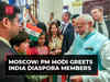 Modi in Russia | PM greets Indian Diaspora gathered outside hotel in Moscow