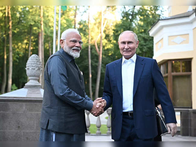 Russia's President Putin and India's Prime Minister Modi meet near Moscow