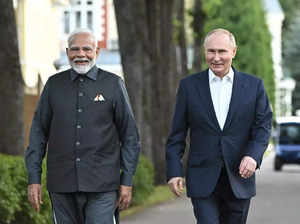 Indian Prime Minister Narendra Modi, left, and Russian President Vladimir Putin.