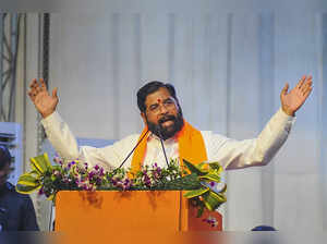 Palghar: Maharashtra Chief Minister Eknath Shinde addresses a public meeting for...