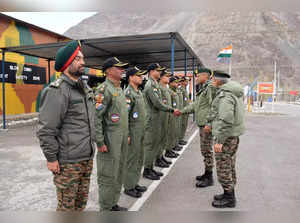 Siachen, Apr 22 (ANI): Lieutenant General M. V. Suchindra Kumar visits the forwa...