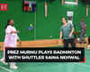 President Droupadi Murmu plays badminton with shuttler Saina Nehwal in Rashtrapati Bhavan