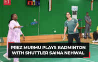 President Droupadi Murmu plays badminton with shuttler Saina Nehwal in Rashtrapati Bhavan