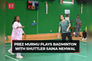 President Droupadi Murmu plays badminton with shuttler Saina Nehwal in Rashtrapati Bhavan