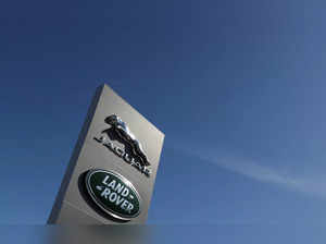 FILE PHOTO: Logos of Jaguar and Land-Rover are seen outside a car dealer, amid the coronavirus disease (COVID-19) outbreak in Brussels