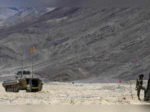 This picture taken on May 19, 2024, shows an armoured vehicle of the Indian army at a military camp in Eastern Ladakh.