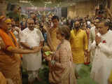 Spiritual leaders Swami Sadananda Saraswati and Swami Avimukteshwaranand attend Anant and Radhika's Aashirwad ceremony