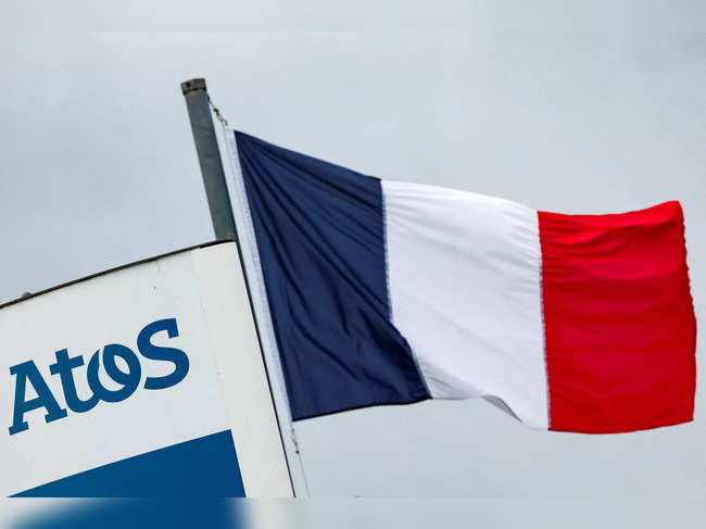 FILE PHOTO: Logo of French IT consulting firm Atos, in Angers