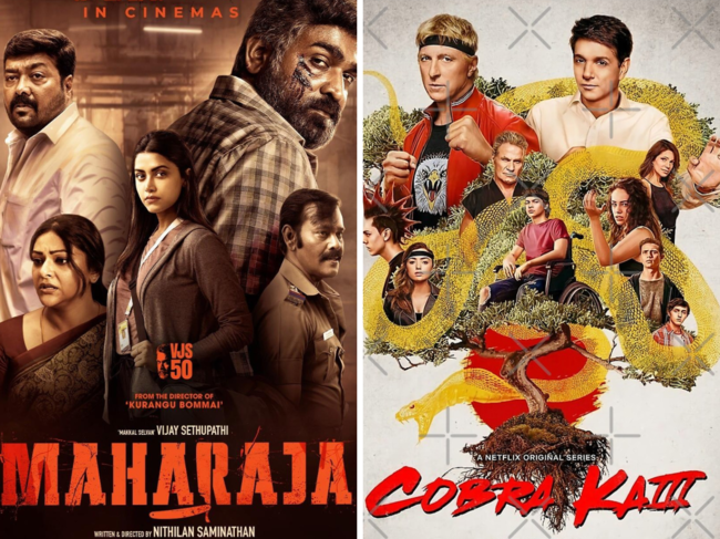'Maharaja' and 'Cobra Kai Season 6 Part 1' posters
