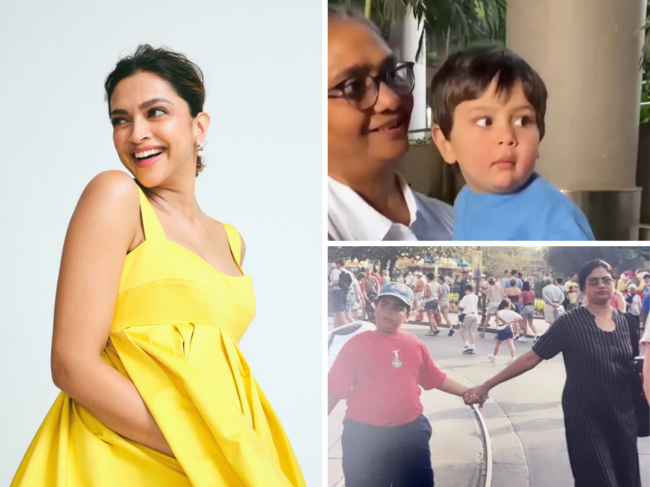 Deepika Padukone (L), Lalita Dsilva with Jeh (Top) and Anant Ambani