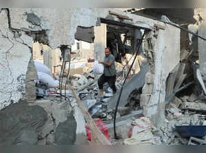 Aftermath of Israeli strikes, in the central Gaza Strip
