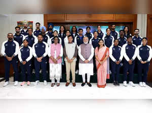 PM Narendra Modi and Olympics-bound athletes (ANI Photo)