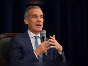 US Ambassador to India Eric Garcetti speaks during "A Conversation on Artificial Intelligence" at the US State Department in Washington, DC, June 28, 2024.