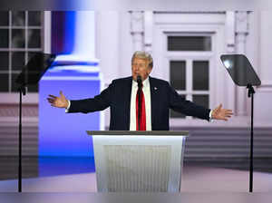 Former US President and 2024 Republican presidential candidate Donald Trump accepts his party's nomination on the last day of the 2024 Republican National Convention at the Fiserv Forum in Milwaukee, Wisconsin, on July 18, 2024.