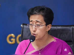 New Delhi: Delhi minister Atishi addresses a press conference, in New Delhi. (PT...