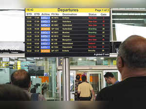 Bengaluru: Stranded passengers at the Kempegowda International Airport Bengaluru...