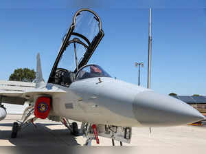 A FA-50 fighter jet is parked on the tarmac at RAAF Darwin base, as it participates in Exercise Pitch Black, near Darwin