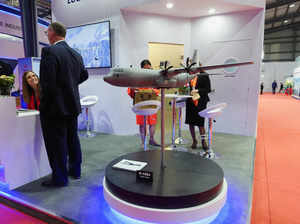 A model of C-130J military transport aircraft displayed at the Vietnam International Defence Expo 2022 in Hanoi