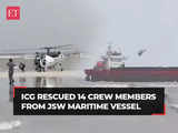 ICG successfully rescued 14 crew members after JSW maritime vessel ran aground off Raigad's Kolaba Fort